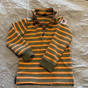 Mini Boden Olives and Orange Sweatshirt with Striped Pattern and Classic Collar